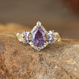 Rowan Vintage Sparkle Cut Alexandrite Halo Engagement Ring.