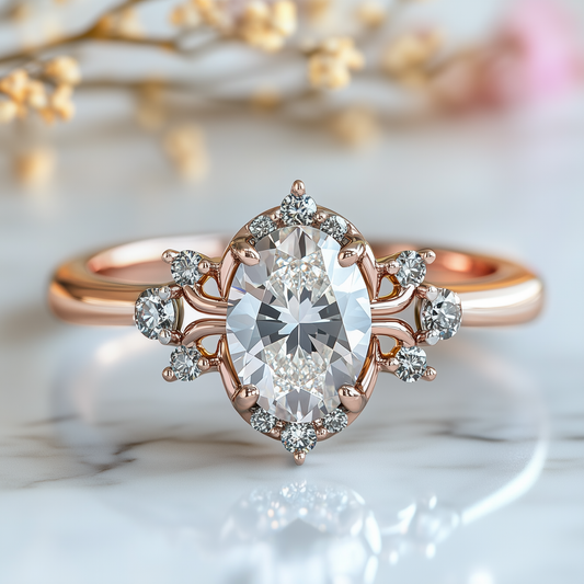 Valoria 1CT Oval Vintage Pink Moissanite Ring