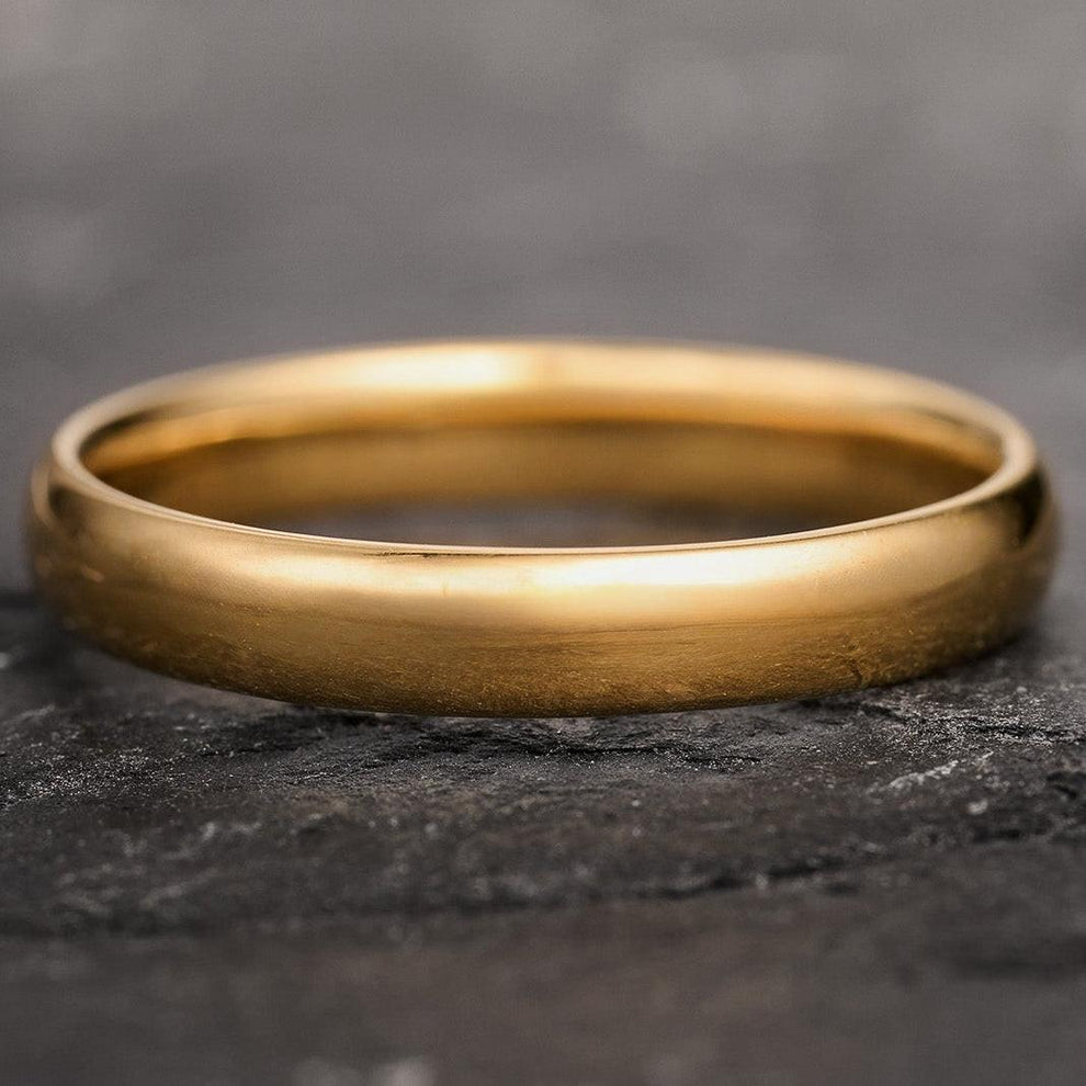 The Minimalist Pair – Classic & Leaf Designs in Polished Wedding Bands.
